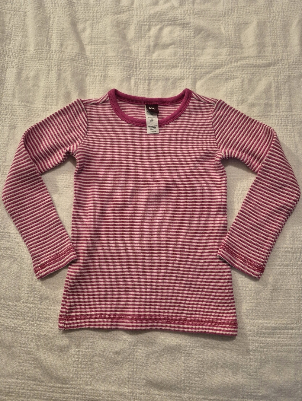 Tea Collection girls size 2-3 or XS pink & white striped long sleeve shirt VGUC
